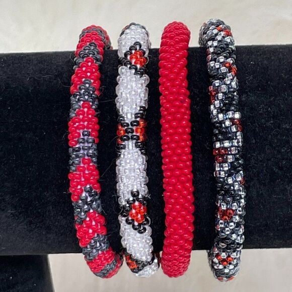 HAND CRAFTED in Nepal Beaded Bracelets (set of 4) #673 - Picture 3 of 4